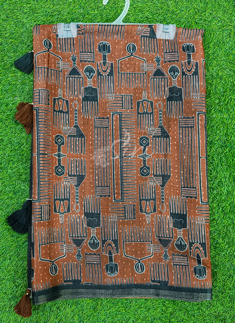 Digital Print Soft Linen Saree