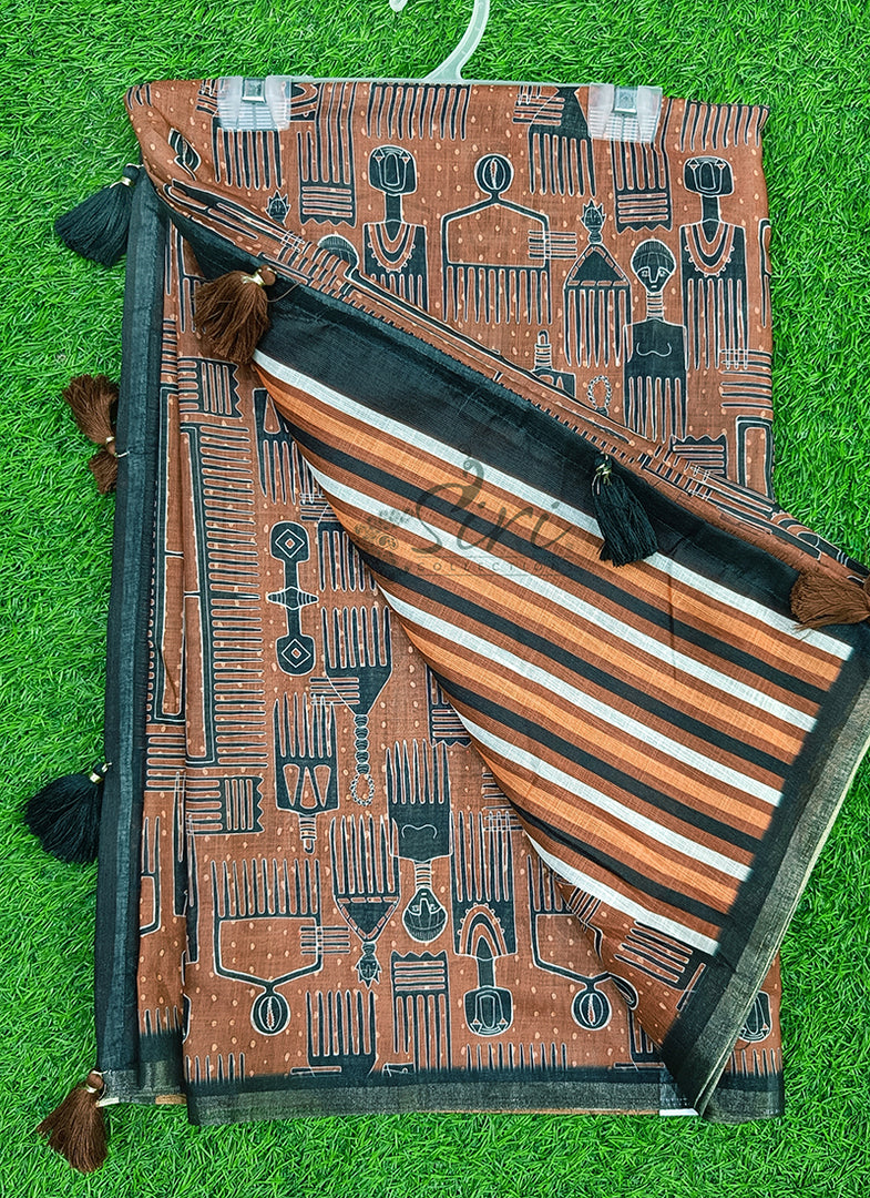 Digital Print Soft Linen Saree