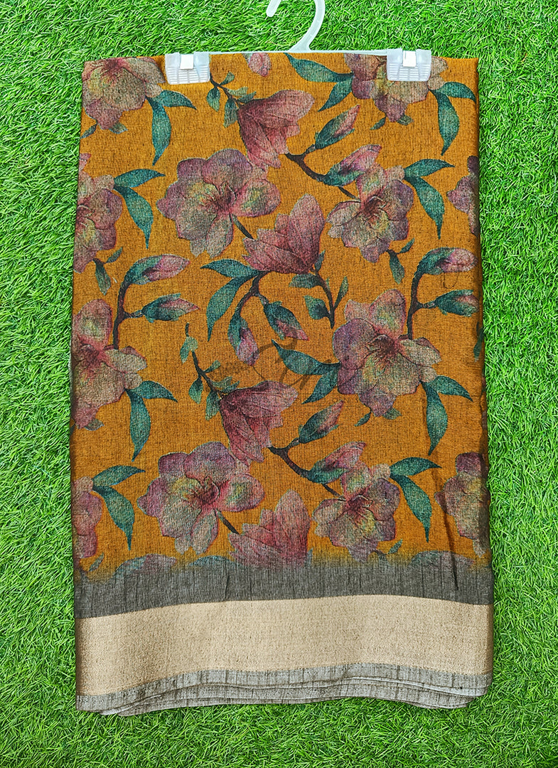 Beautiful Printed Jute Cotton Saree