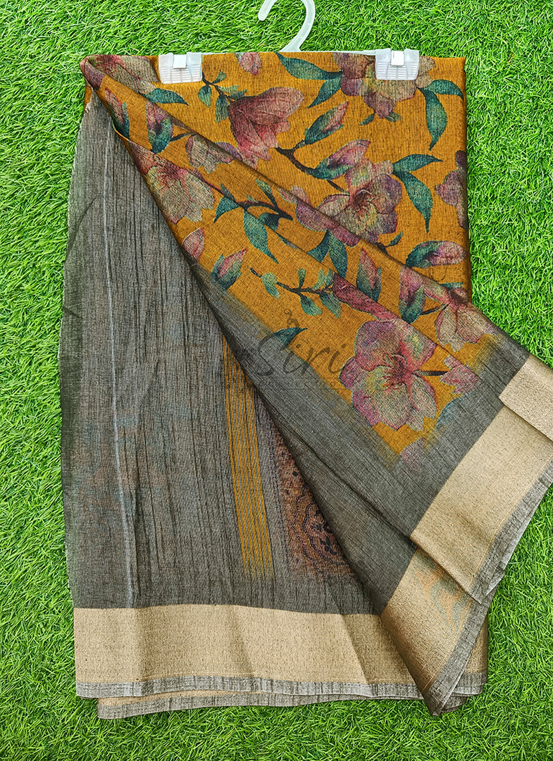 Beautiful Printed Jute Cotton Saree