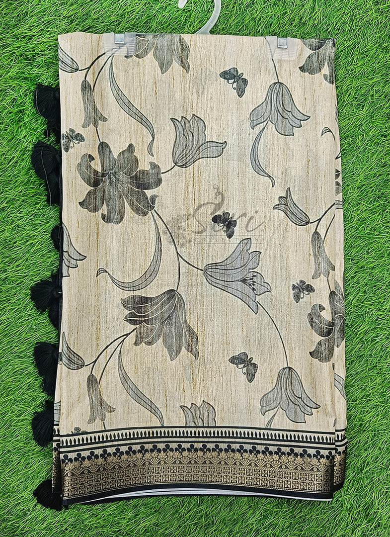 Beautiful Digital Print Fancy Tussar Saree