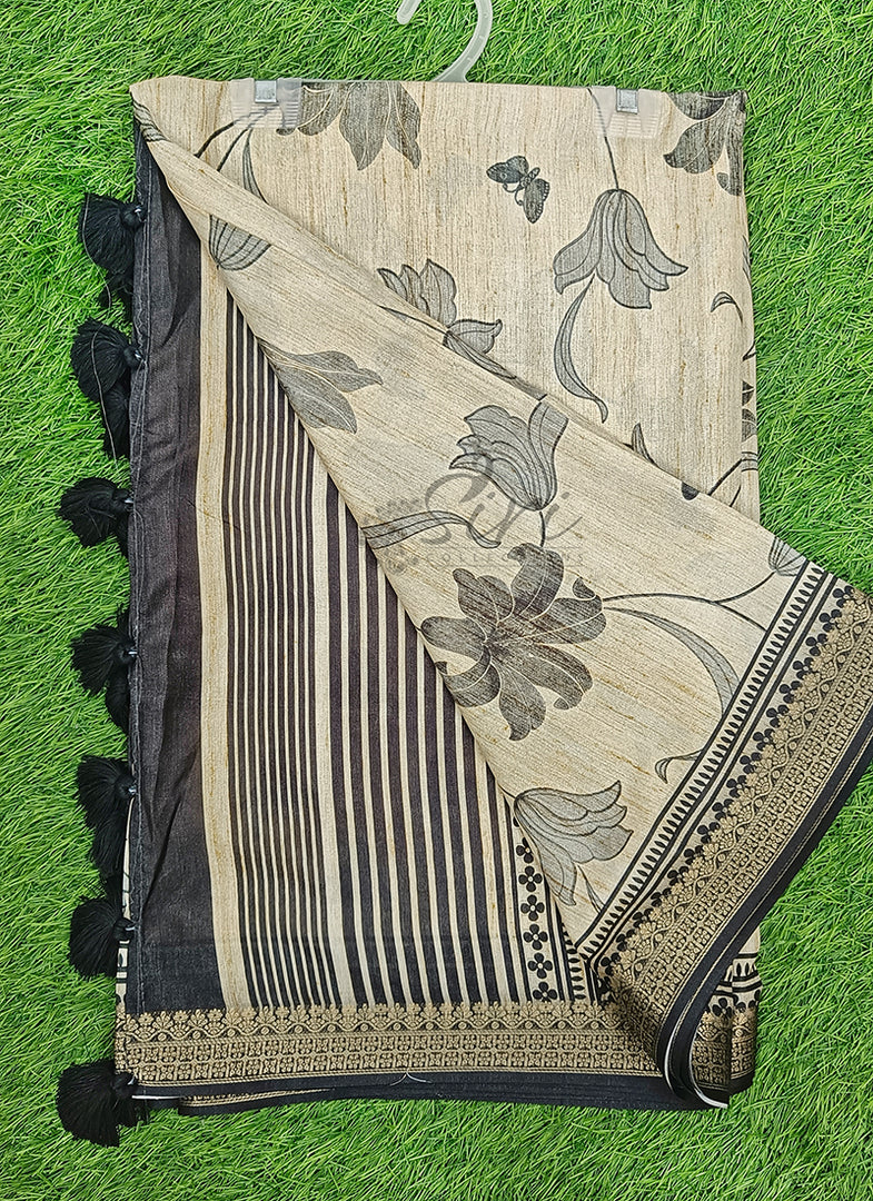 Beautiful Digital Print Fancy Tussar Saree