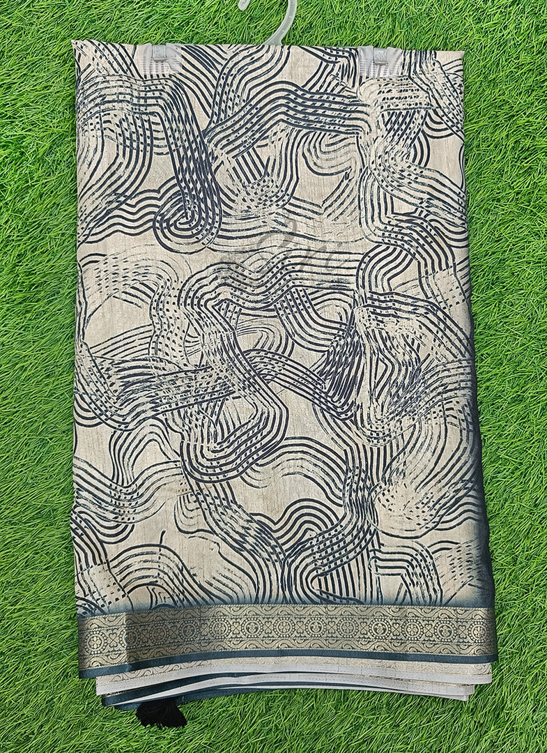 Beautiful Digital Print Fancy Tussar Saree