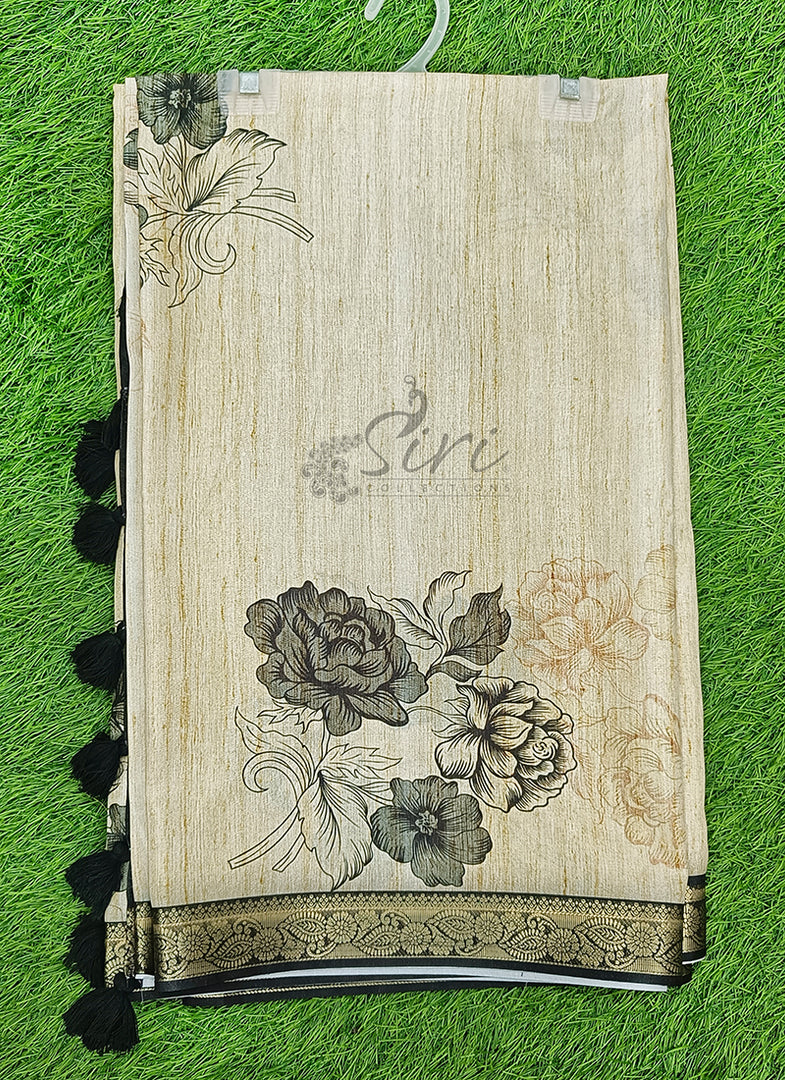 Beautiful Digital Print Fancy Tussar Saree