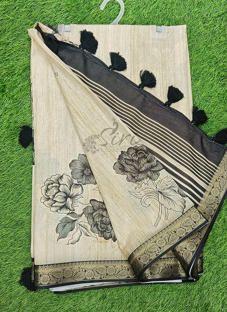 Beautiful Digital Print Fancy Tussar Saree