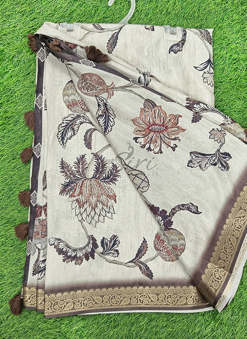 Beautiful Digital Print Fancy Tussar Saree