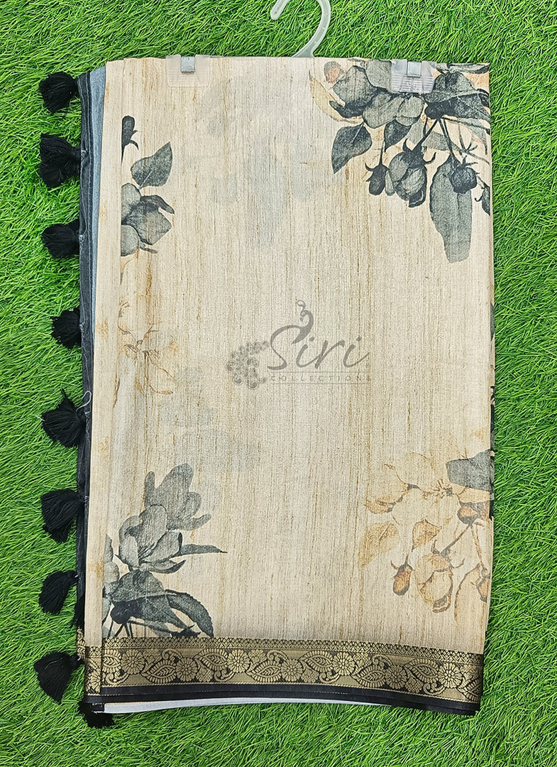 Beautiful Digital Print Fancy Tussar Saree