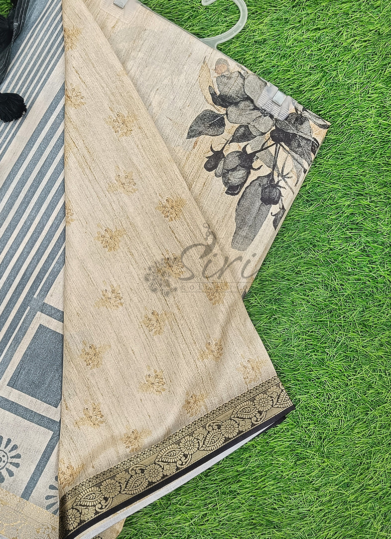 Beautiful Digital Print Fancy Tussar Saree