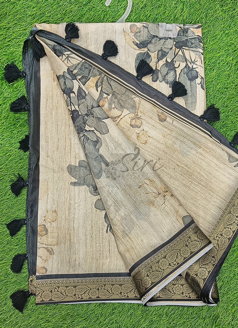 Beautiful Digital Print Fancy Tussar Saree