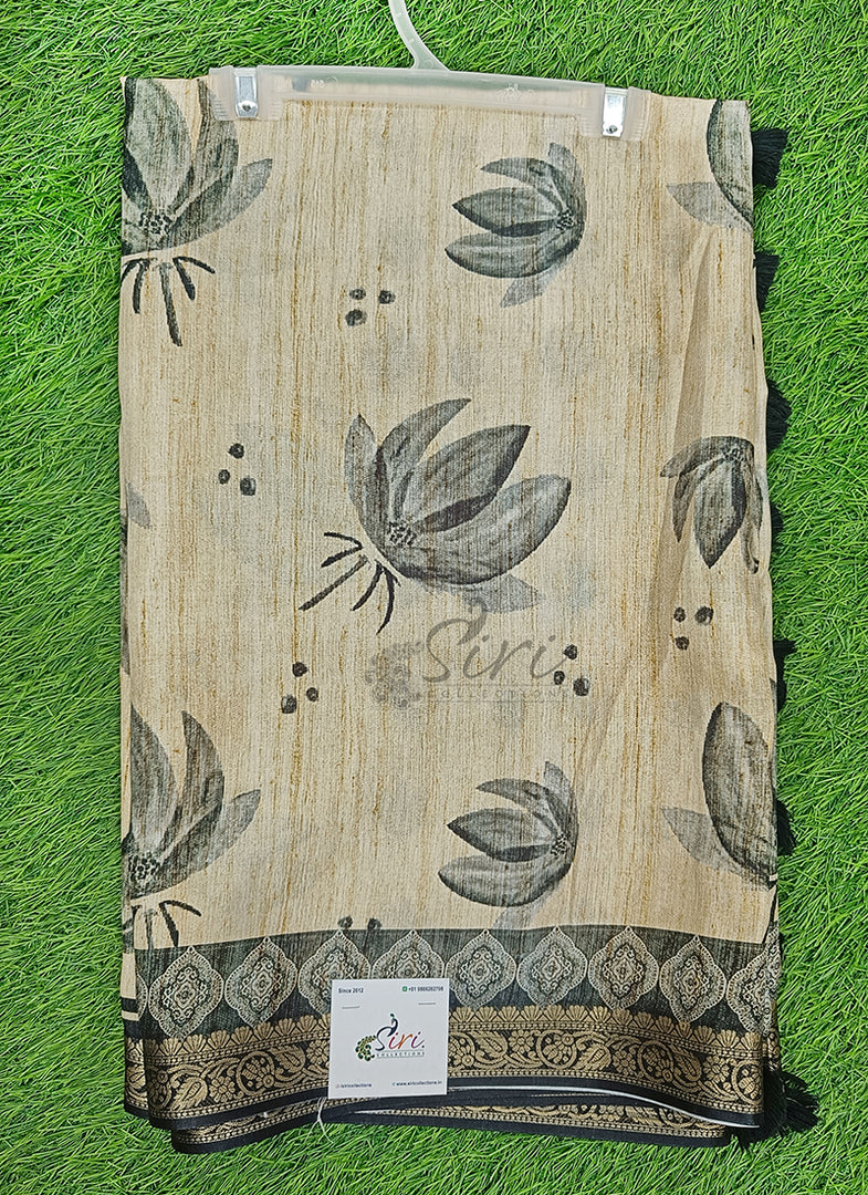 Beautiful Digital Print Fancy Tussar Saree