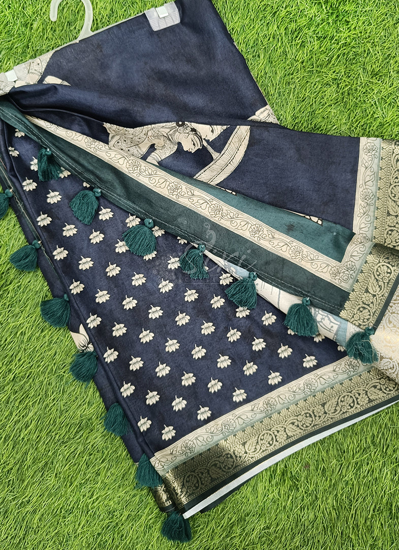 Beautiful Digital Print Fancy Tussar Saree