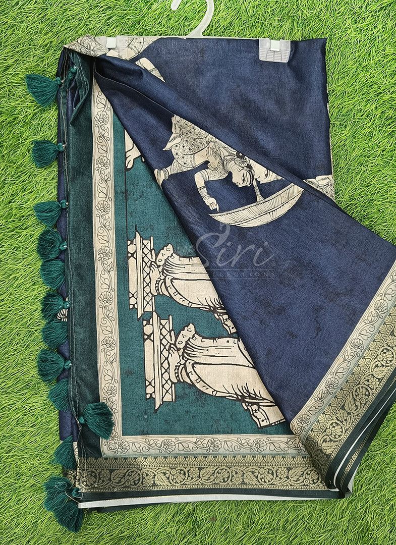 Beautiful Digital Print Fancy Tussar Saree