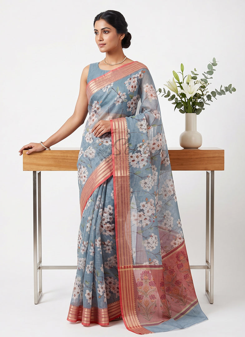 Lovely Digital Print Kota Saree in Vidarbha borders