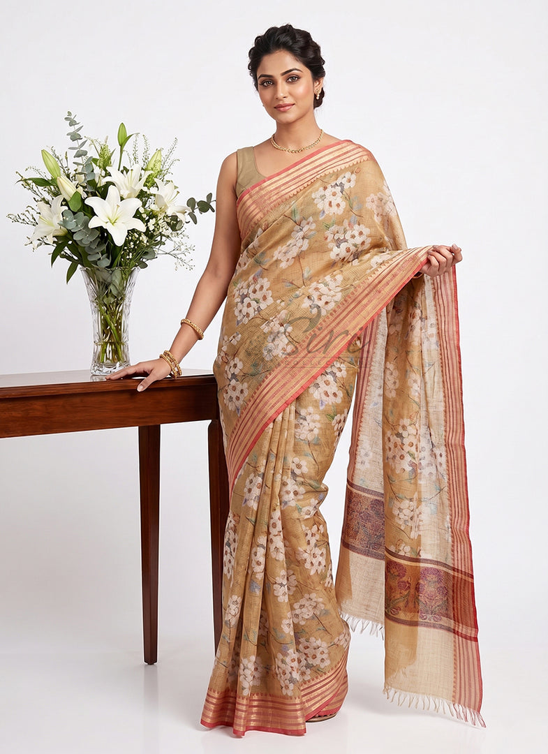 Lovely Digital Print Kota Saree in Vidarbha borders