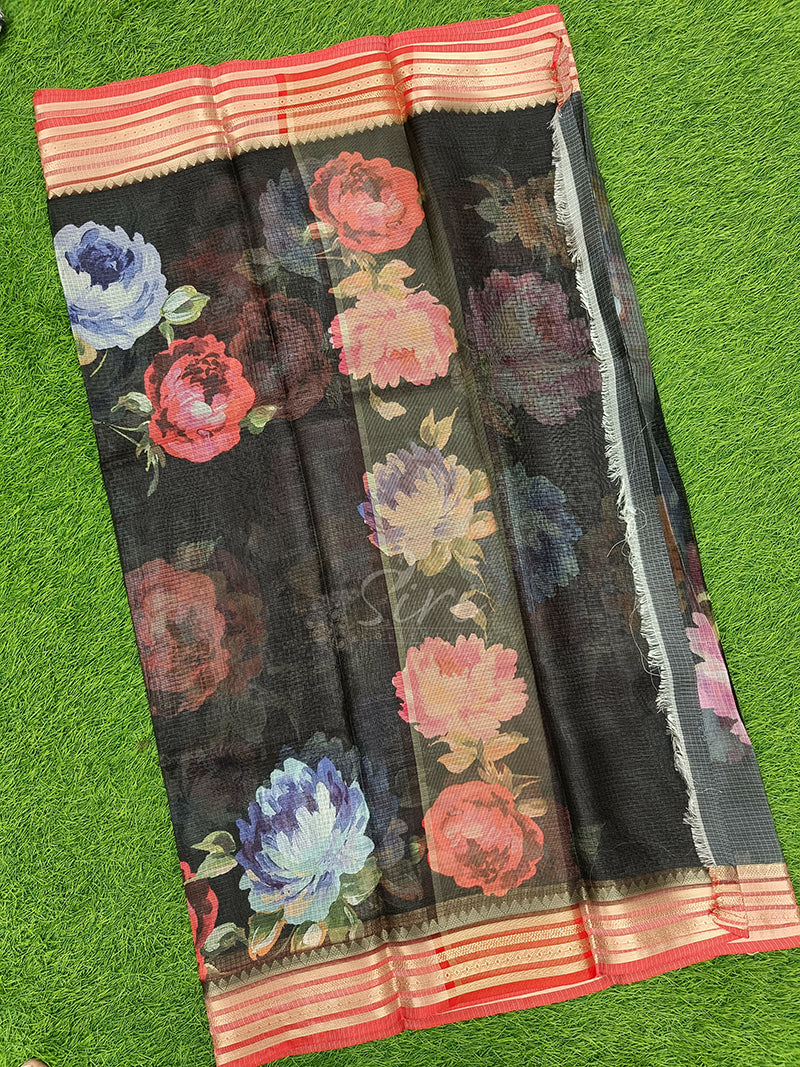 Lovely Digital Print Kota Saree in Vidarbha borders