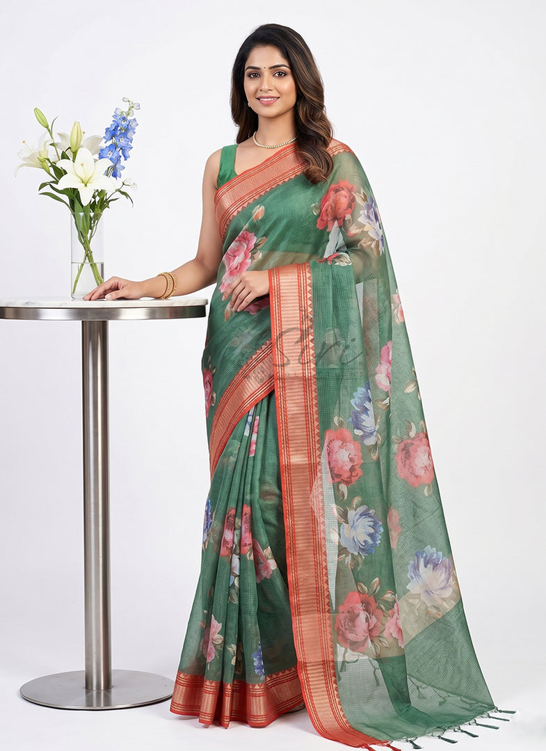 Lovely Digital Print Kota Saree in Vidarbha borders