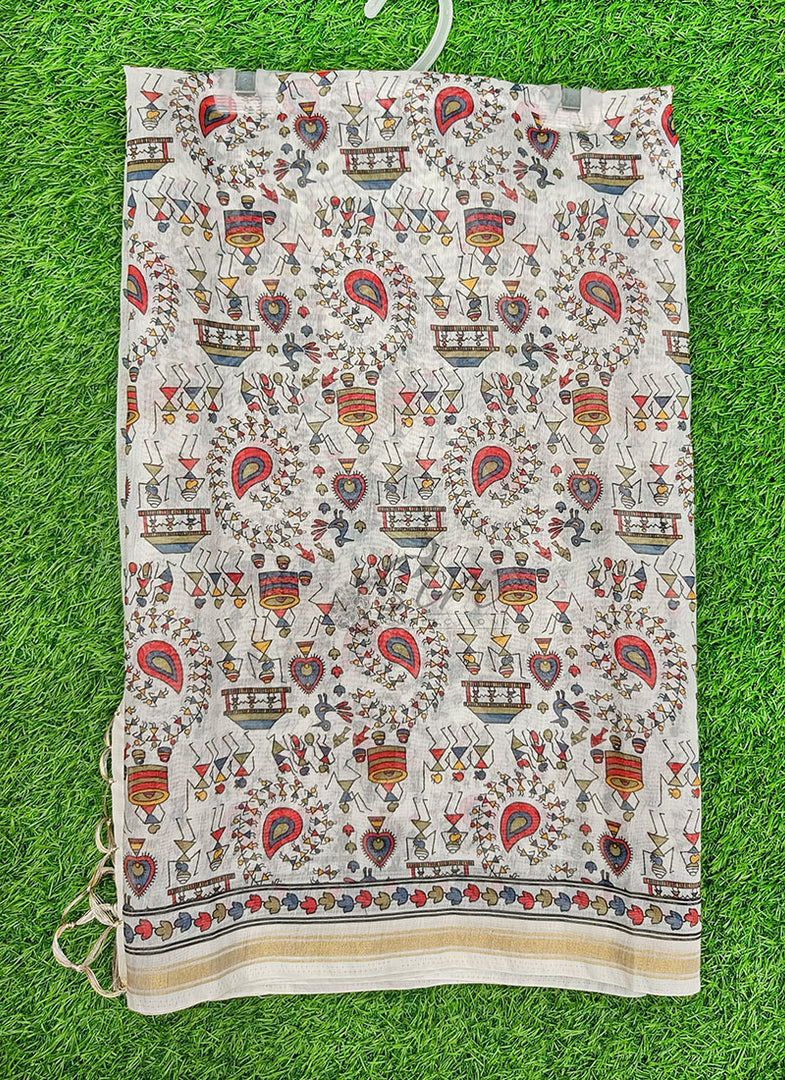 Beautiful Digital Print Chanderi Saree