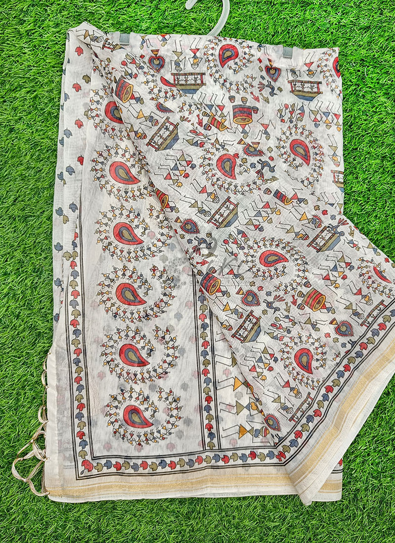 Beautiful Digital Print Chanderi Saree