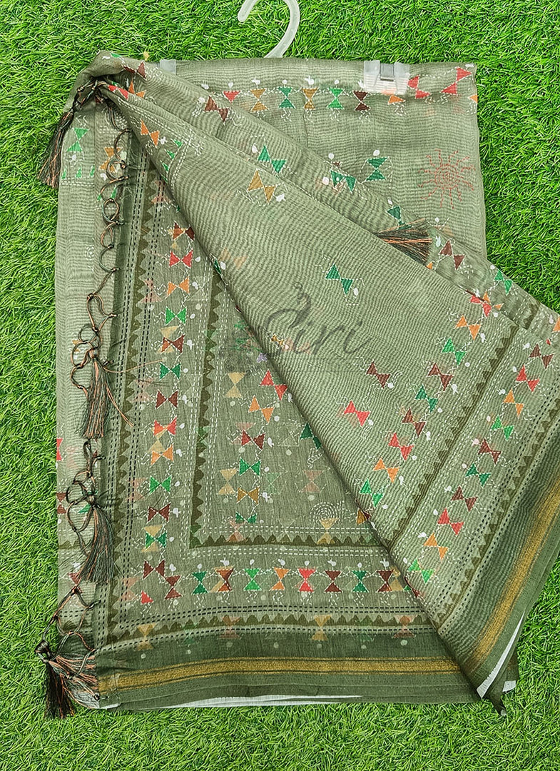 Beautiful Digital Print Chanderi Saree