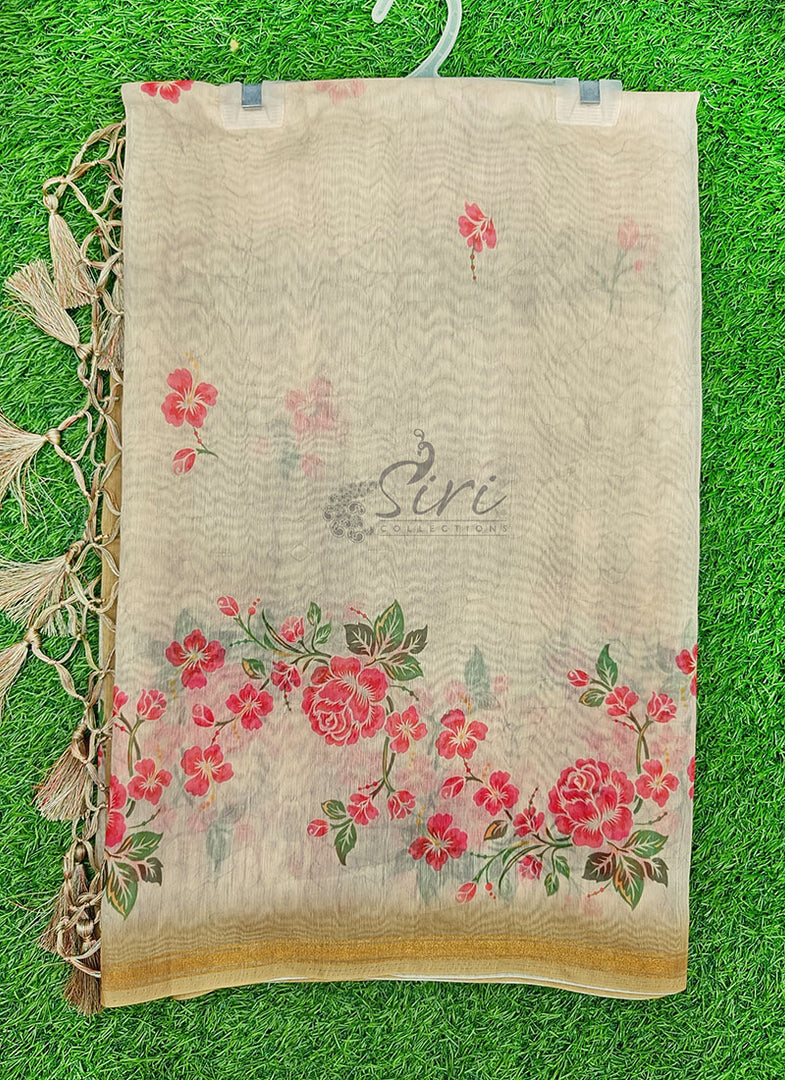 Beautiful Digital Print Chanderi Saree