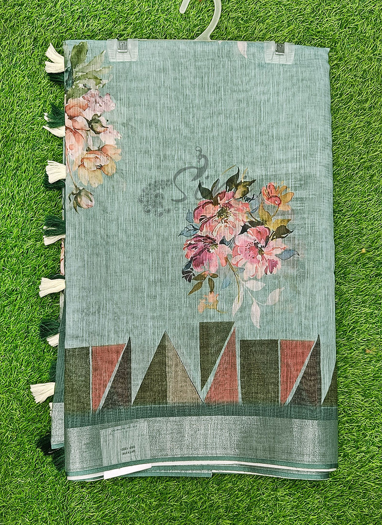 Beautiful Digital Print Linen Saree