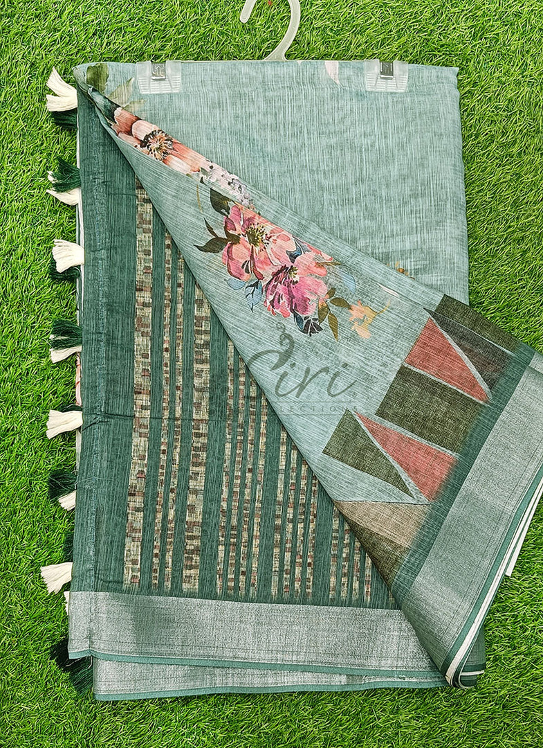 Beautiful Digital Print Linen Saree