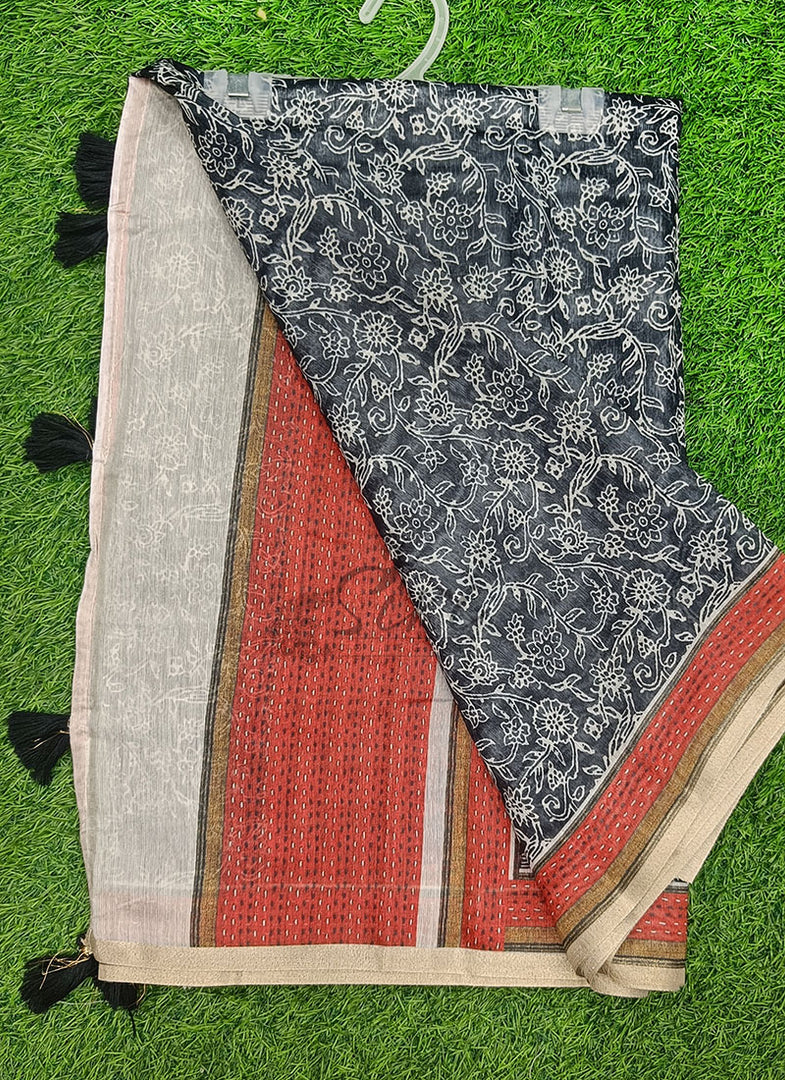 Beautiful Digital Print Chanderi Saree
