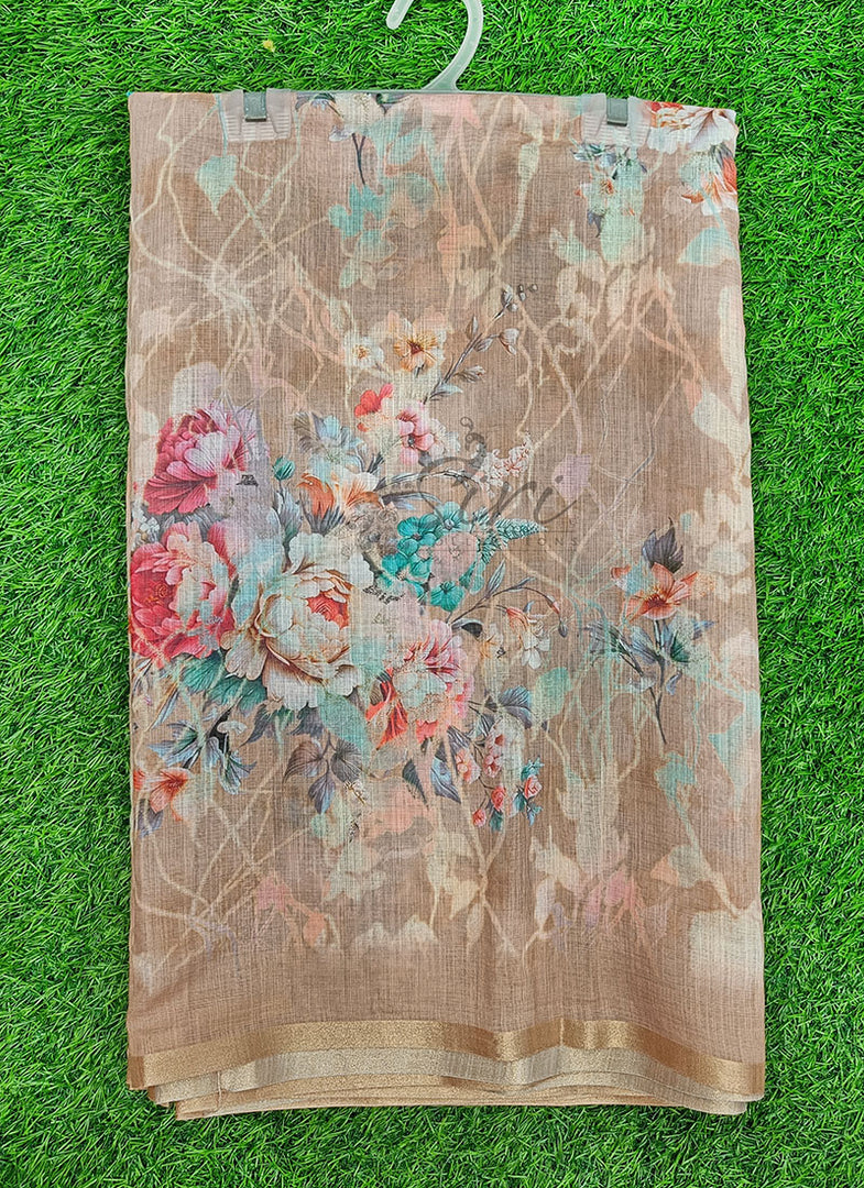 Beautiful Digital Print Soft Linen Saree