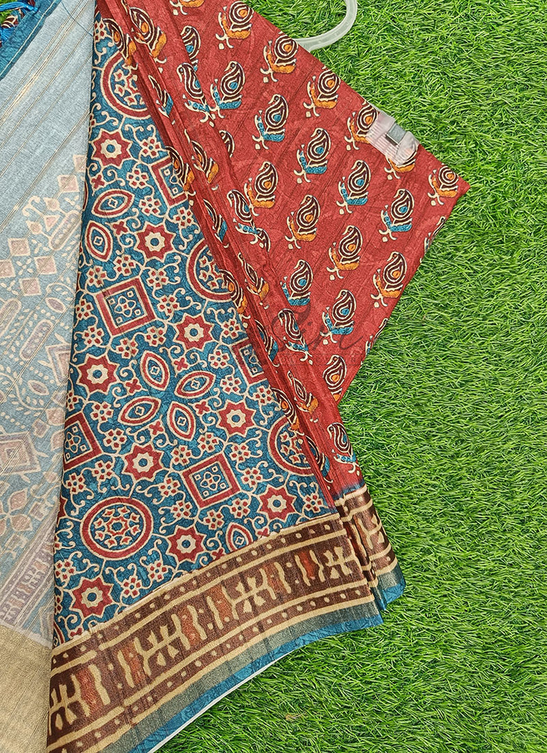 Beautiful Digital Print Tussar Saree
