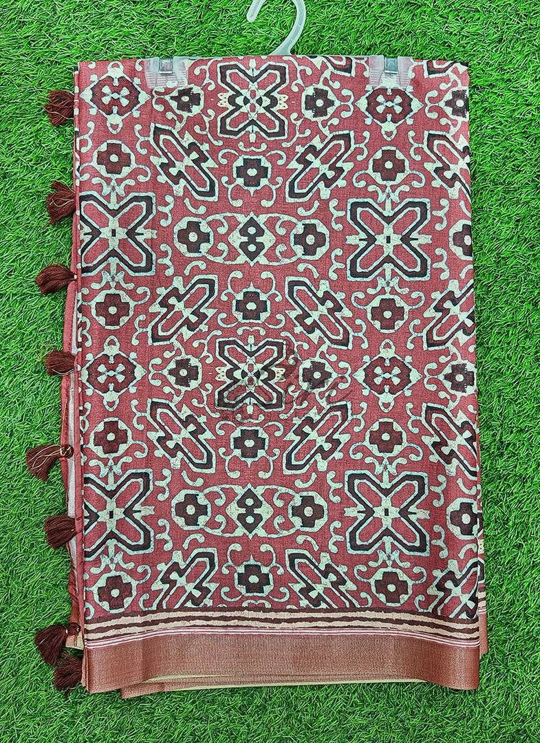 Beautiful Digital Print Tussar Saree