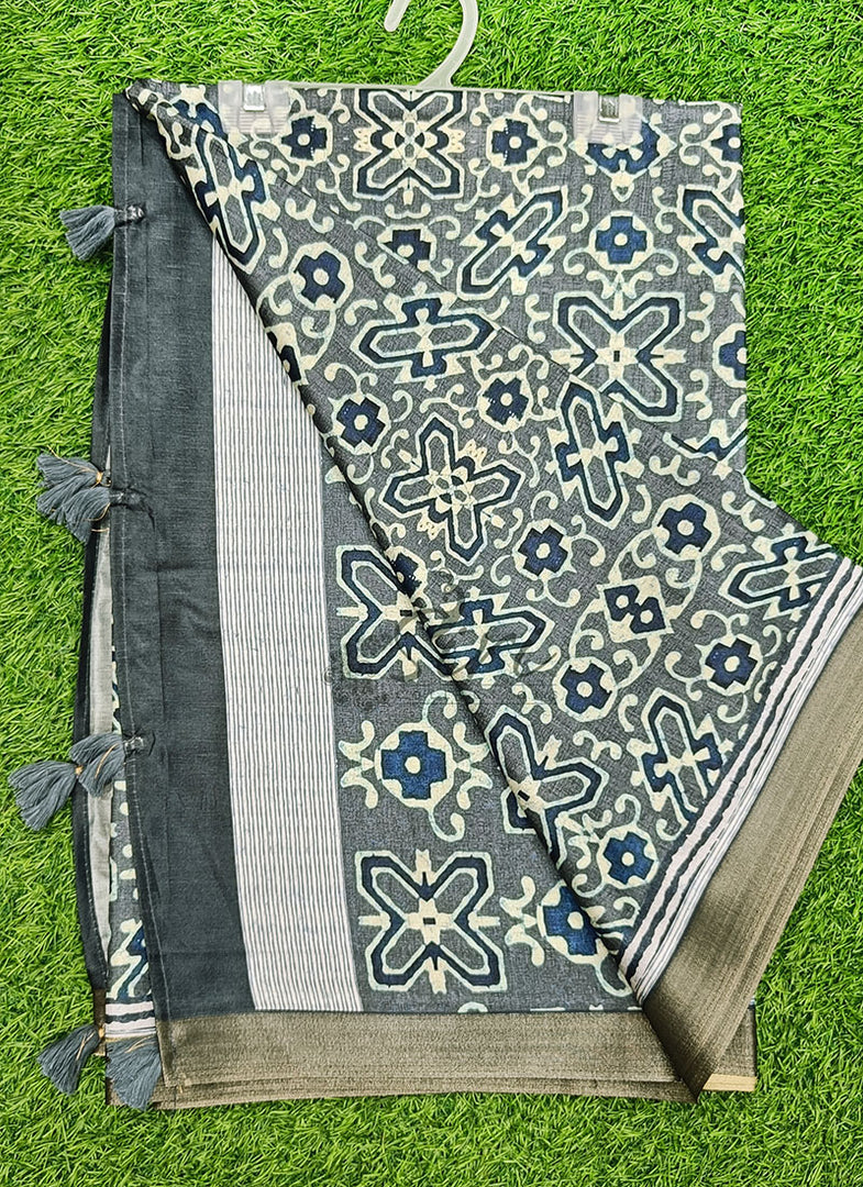 Beautiful Digital Print Tussar Saree