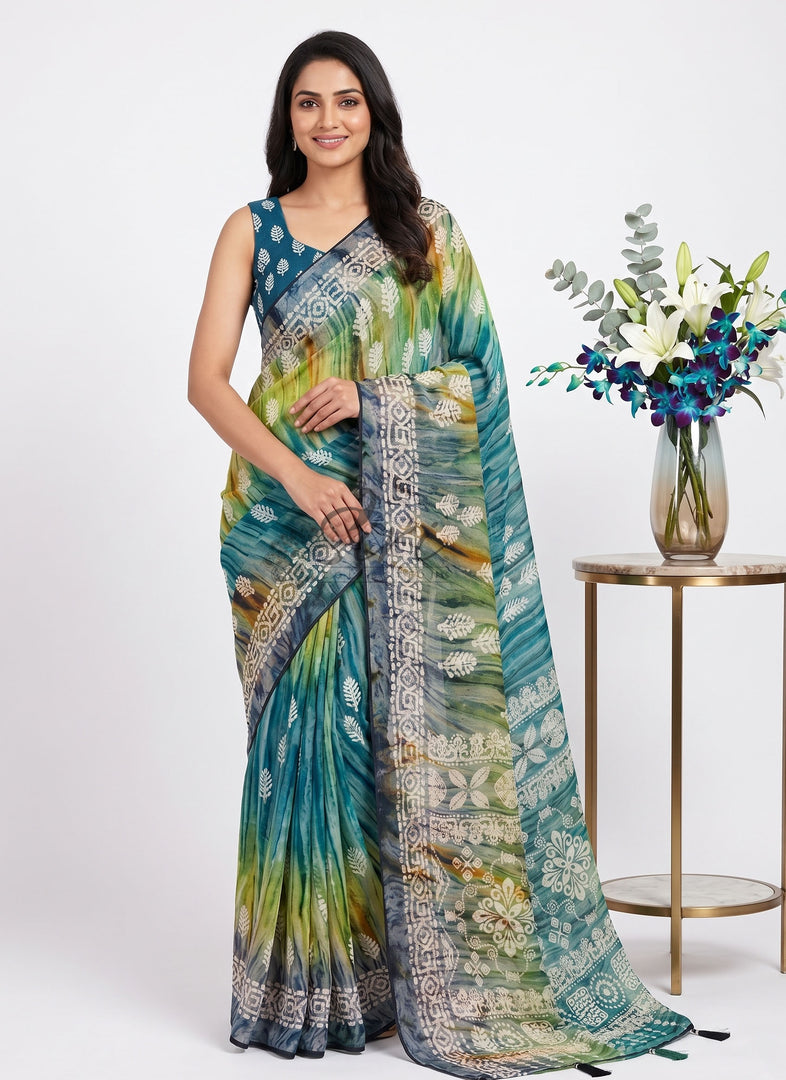 Beautiful Printed Fancy Silk Saree