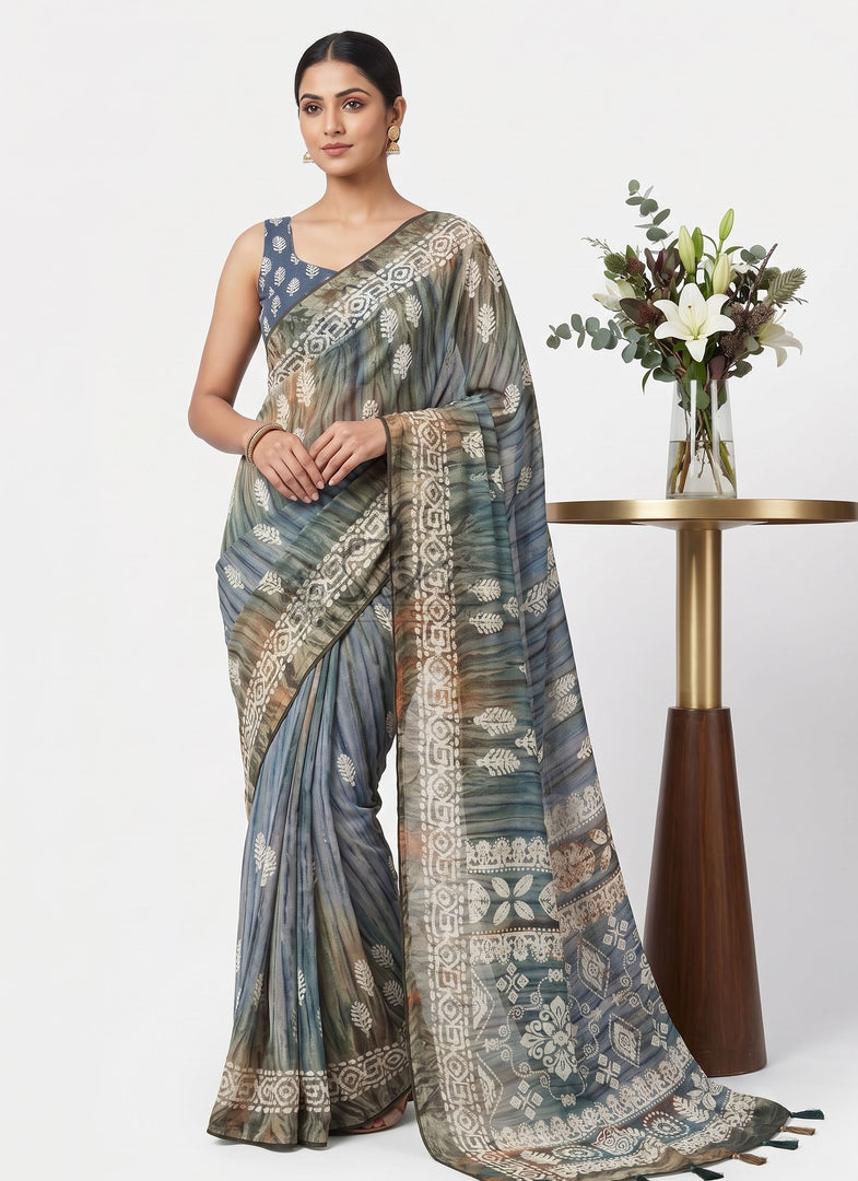 Beautiful Printed Fancy Silk Saree