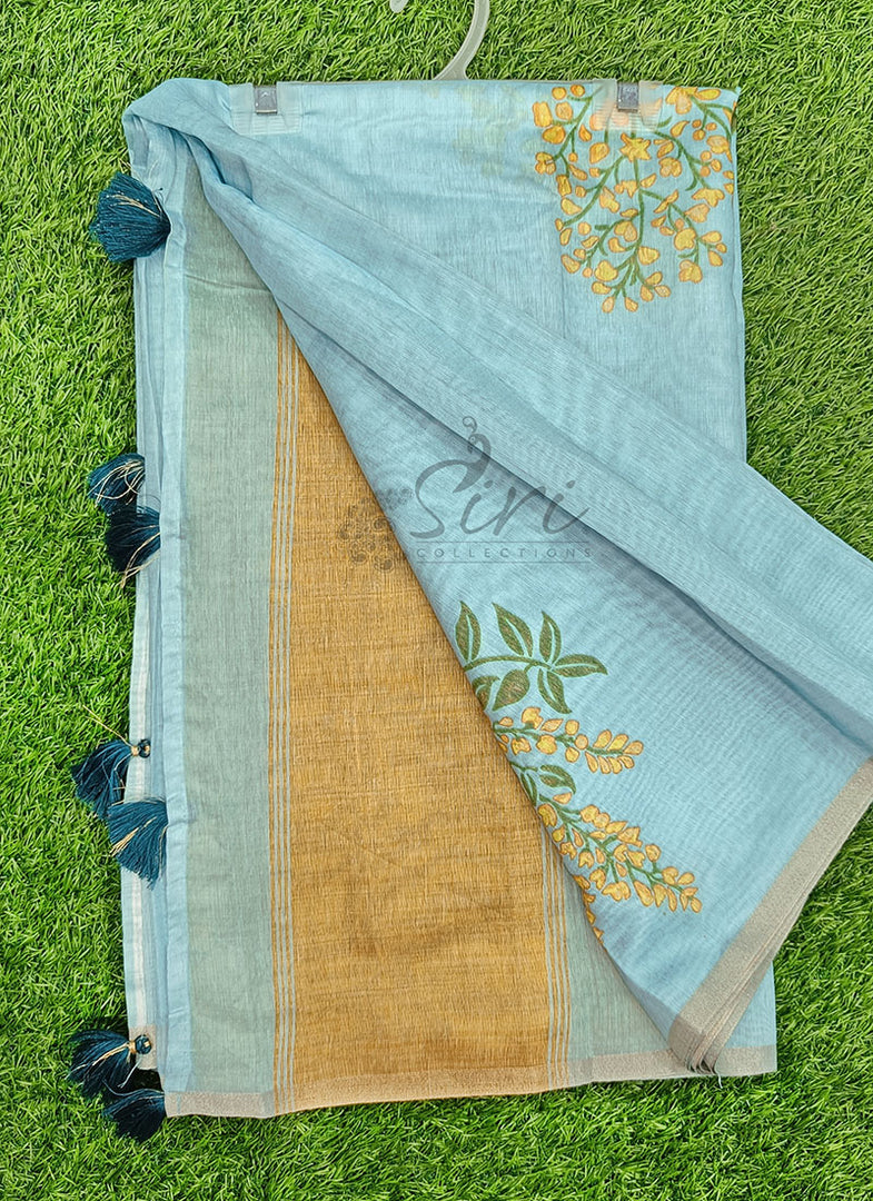 Beautiful Digital Print Soft Linen Saree