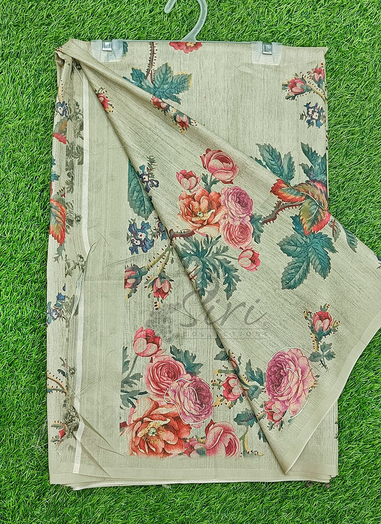 Lovely Digital Print Soft Tussar Saree