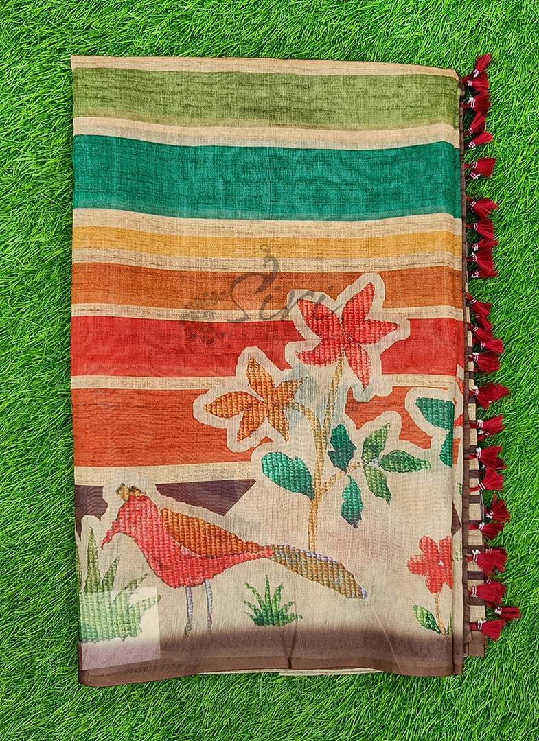 Lovely Digital Print Chanderi Saree