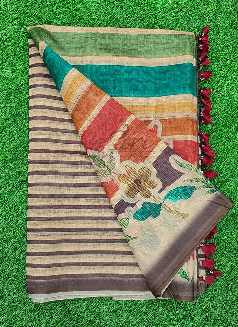 Lovely Digital Print Chanderi Saree