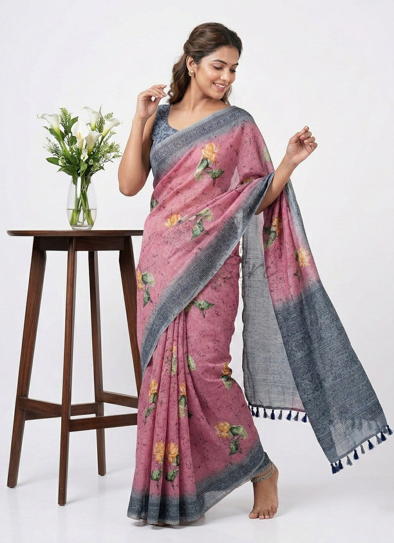 Lovely Digital Print Chanderi Saree