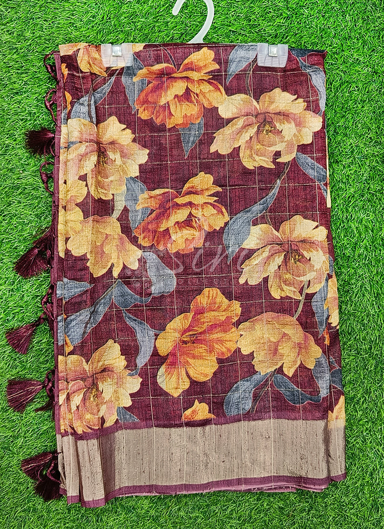 Lovely Digital Print Soft Raw Silk Saree