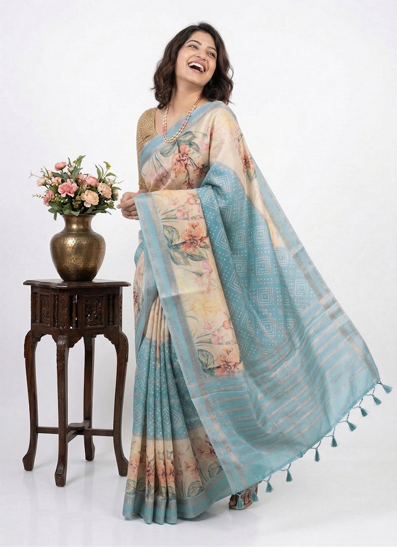 Lovely Digital Print Soft Silk Saree