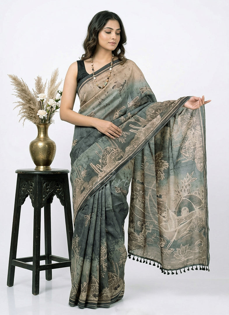 Lovely Digital Print Chanderi Saree