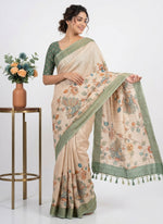 Load image into Gallery viewer, Beautiful Digital Print Fancy Tussar Saree in Kalamkari Design
