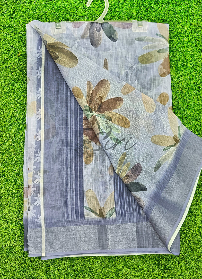 Lovely Digital Print Linen Saree