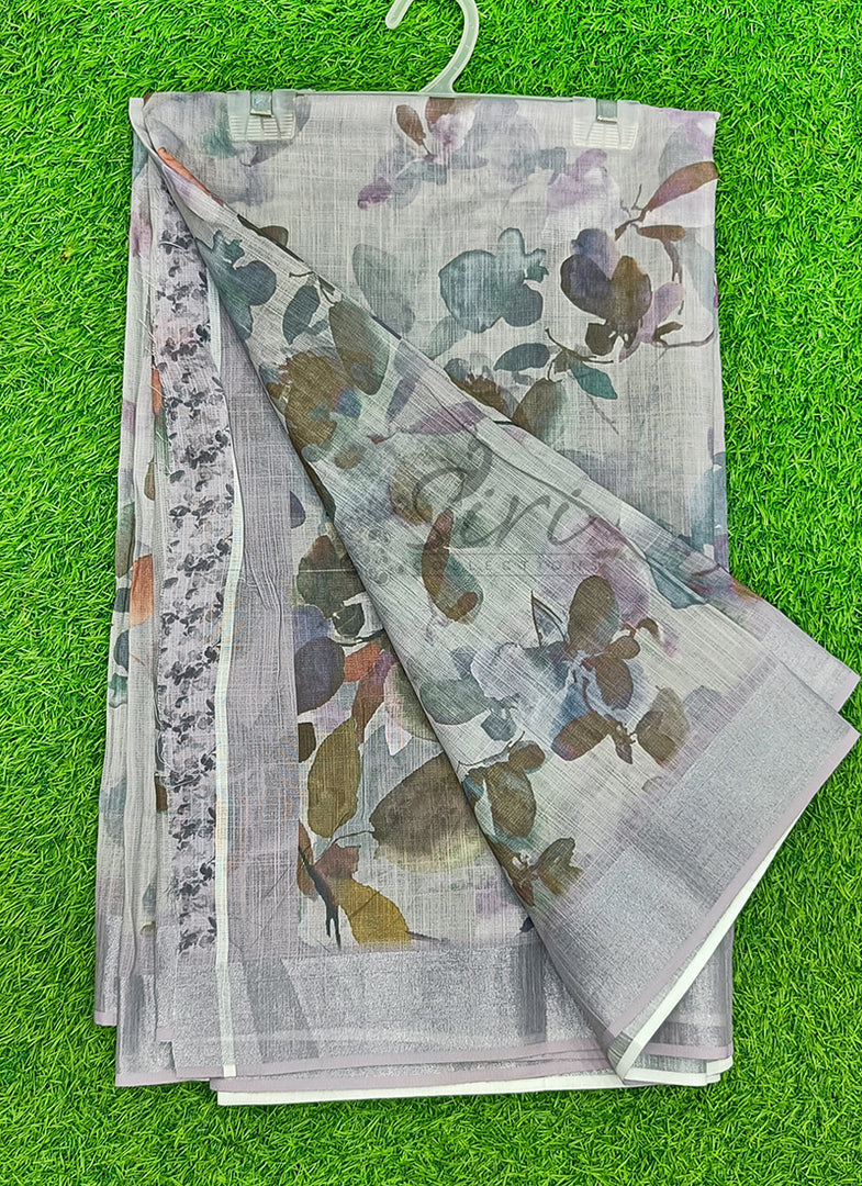 Lovely Digital Print Linen Saree