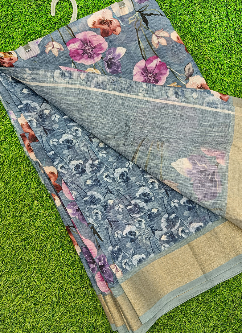 Lovely Digital Print Linen Jute Saree