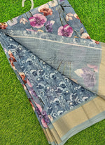 Load image into Gallery viewer, Lovely Digital Print Linen Jute Saree