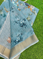 Load image into Gallery viewer, Lovely Digital Print Linen Jute Saree