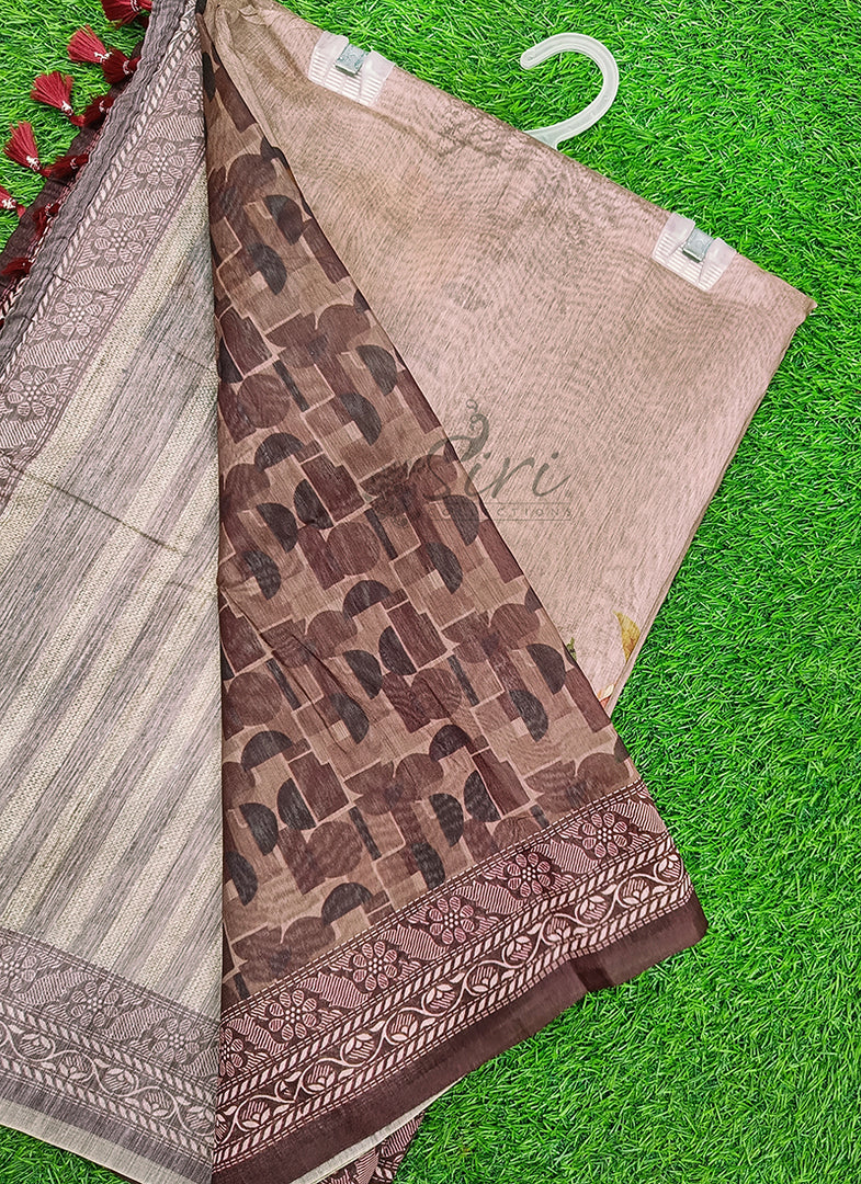 Lovely Digital Print Chanderi Saree
