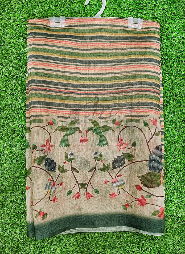 Lovely Digital Print Chanderi Saree