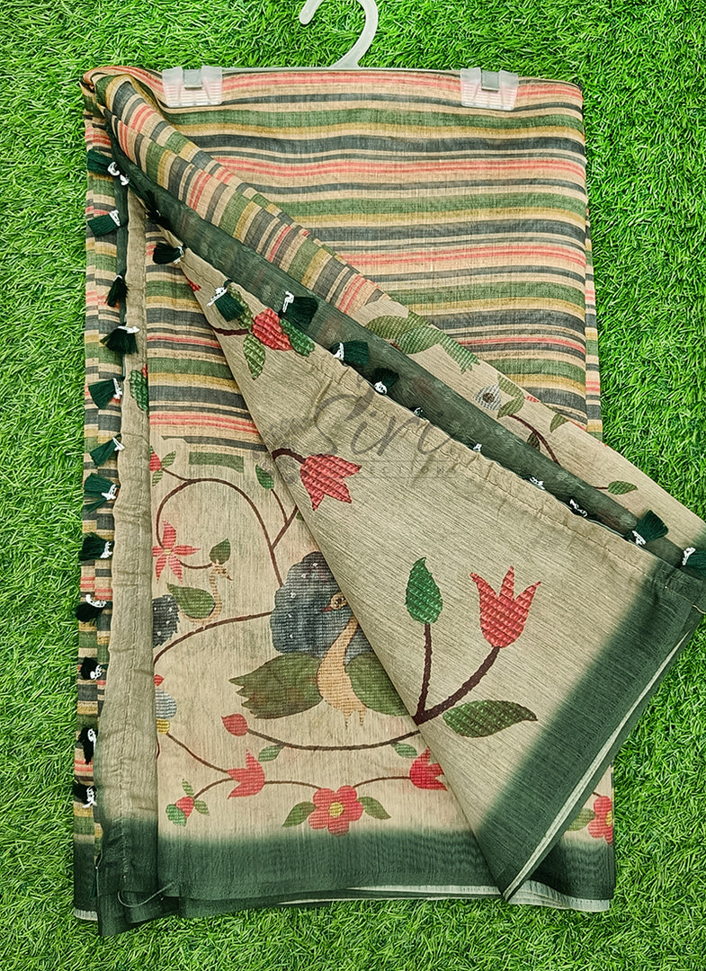 Lovely Digital Print Chanderi Saree